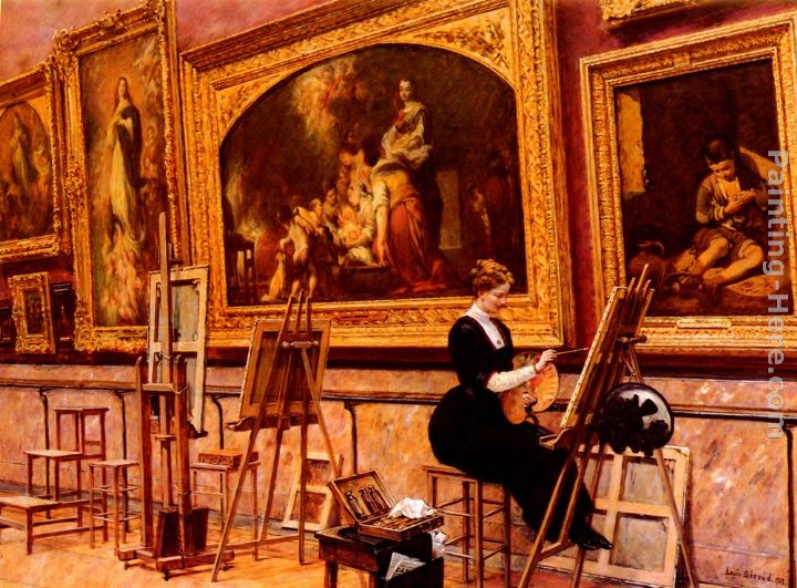 Au Musee Du Louvre - Les Murillo painting - Louis Beroud Au Musee Du Louvre - Les Murillo art painting